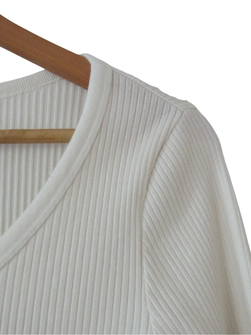 Uniqlo Cotton Ribbed Long Sleeve Cropped Cardigan Medium Off White Cream Henley